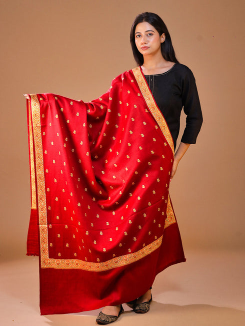 Women's Pure Wool Faux Pashmina Hand Embroidery Shawl